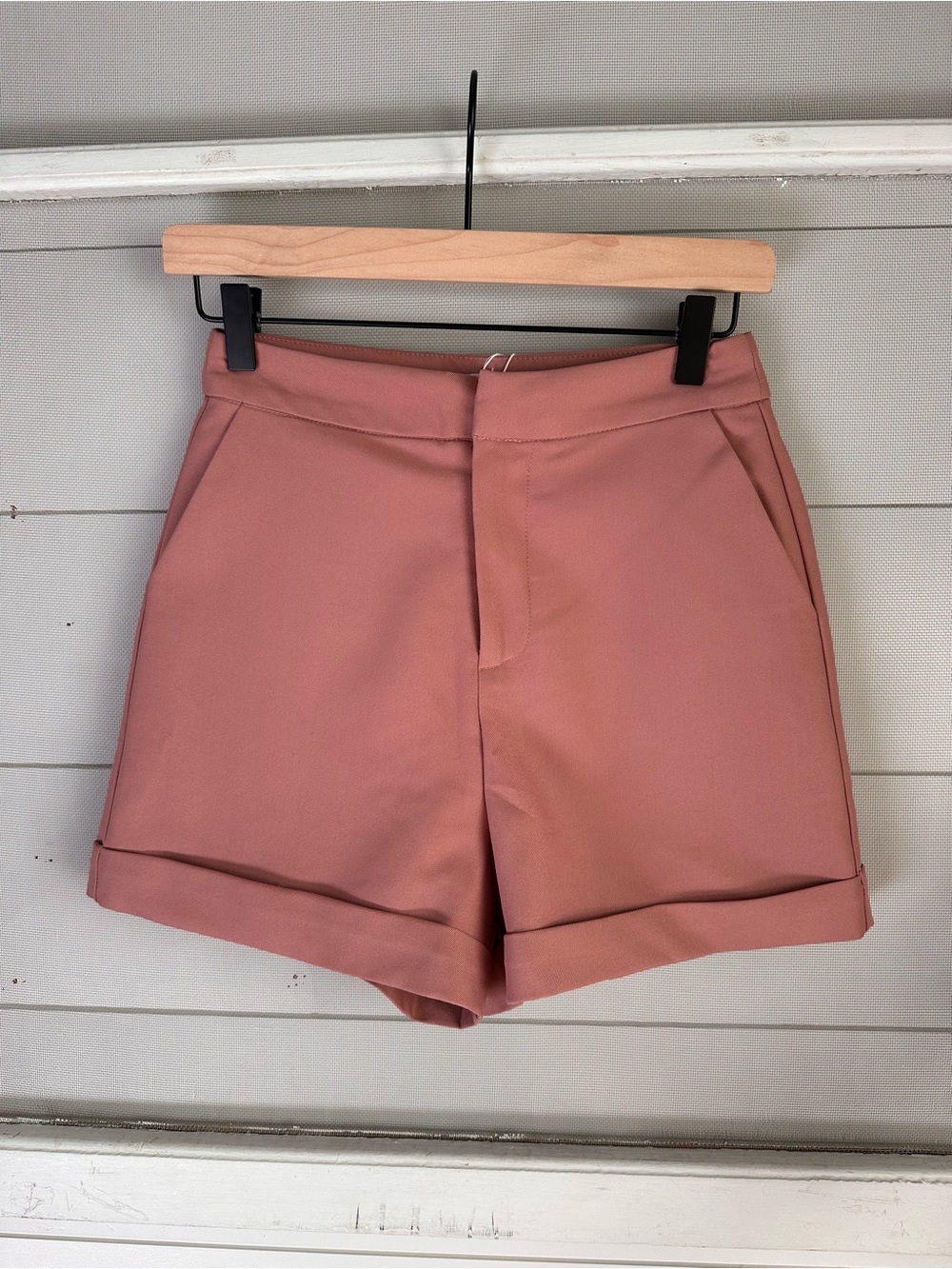 NEW High-Waisted Women's Tailored Shorts in Rose Pink